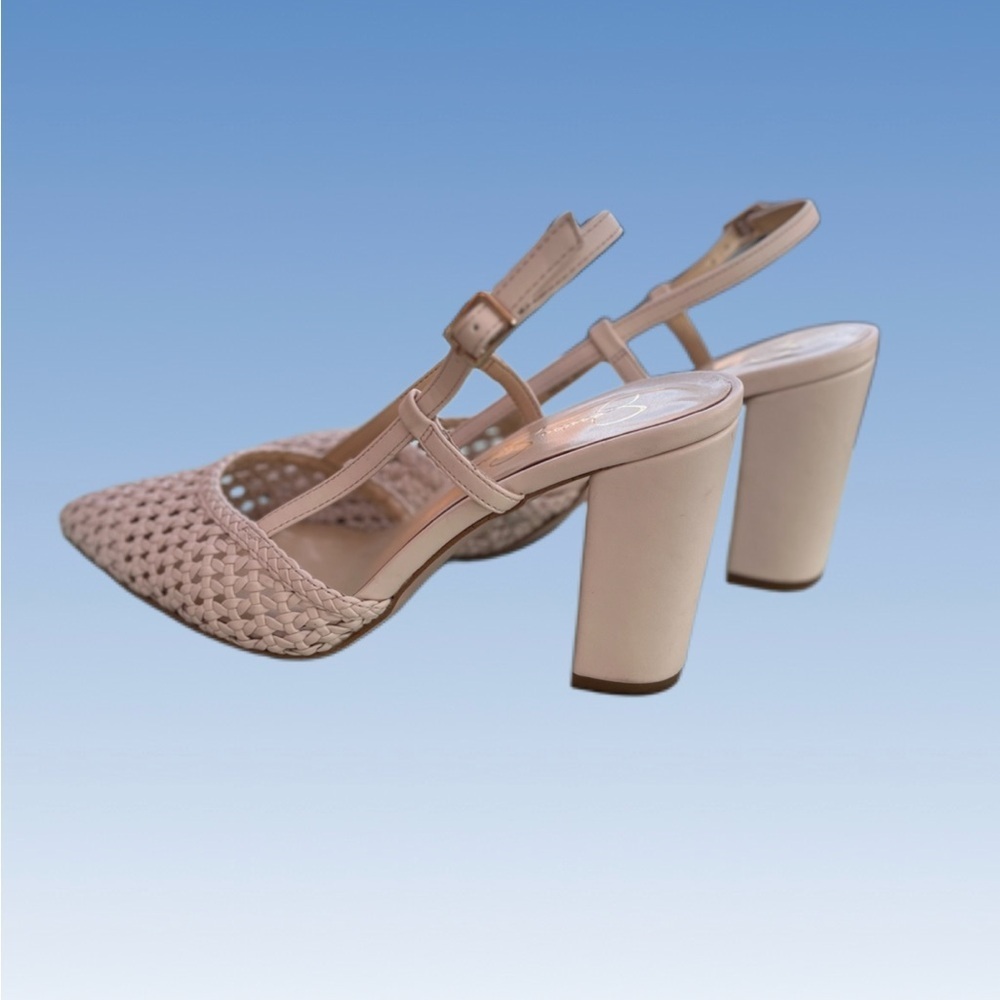 Jessica Simpson cream Woven Slingback Block Heels size 9